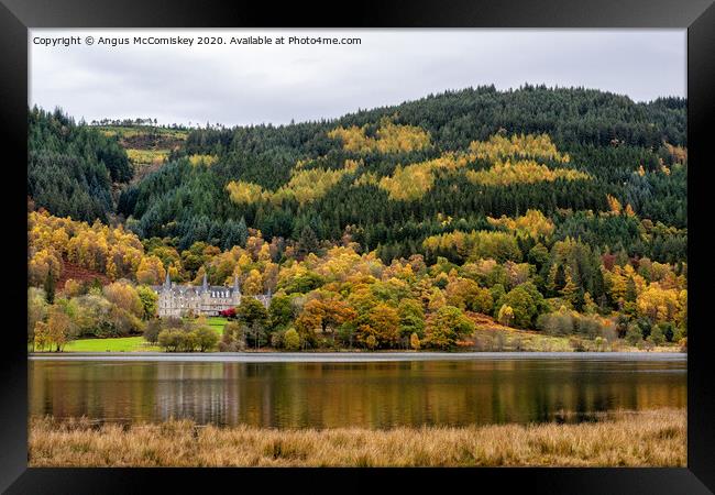 Autumn view across Loch Achray Framed Print by Angus McComiskey