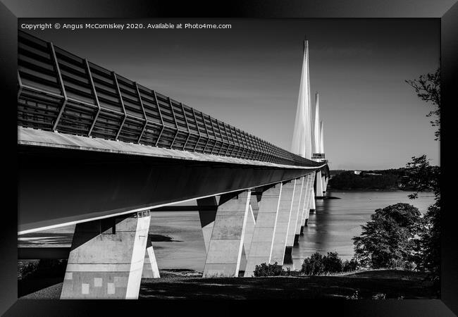 Low-level view of Queensferry Crossing mono Framed Print by Angus McComiskey