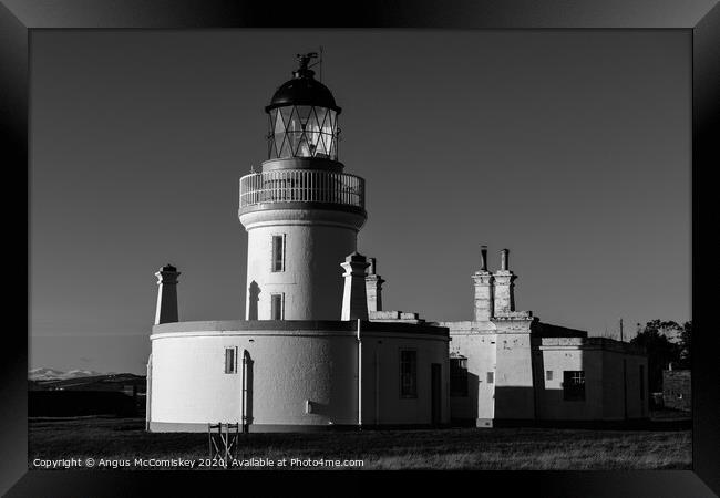 Chanonry Lighthouse mono Framed Print by Angus McComiskey