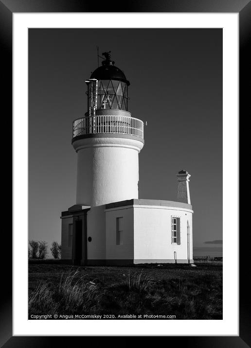 Chanonry Point Lighthouse mono Framed Mounted Print by Angus McComiskey