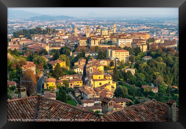 Across the rooftops – Bergamo, Lombardy Framed Print by Angus McComiskey