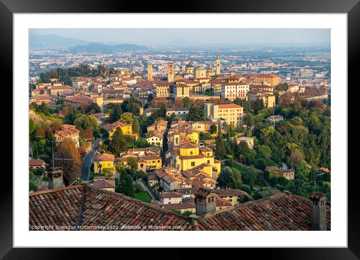 Across the rooftops – Bergamo, Lombardy Framed Mounted Print by Angus McComiskey