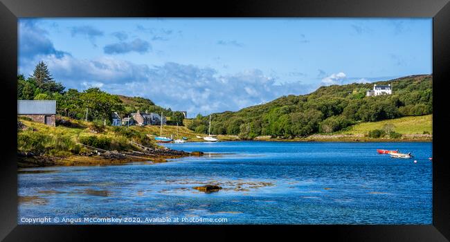 Yachts at anchor in Badachro Bay Framed Print by Angus McComiskey