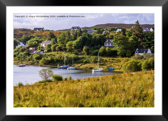 Boats tied up at Badachro village Framed Mounted Print by Angus McComiskey