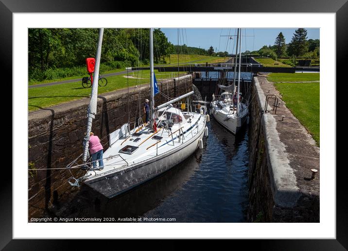Yachts between locks at Dunardry on Crinan Canal Framed Mounted Print by Angus McComiskey