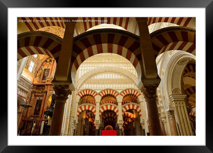 Pillars and arches in Cordoba Cathedral Framed Mounted Print by Angus McComiskey