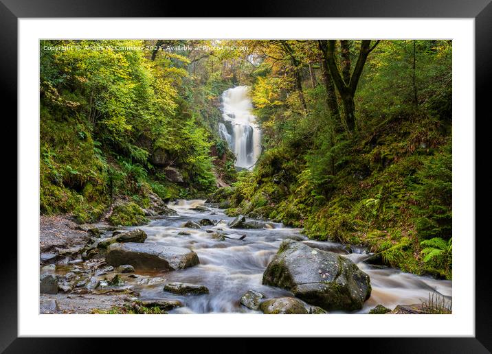Waterfall in Queen Elizabeth Forest Park Aberfoyle Framed Mounted Print by Angus McComiskey