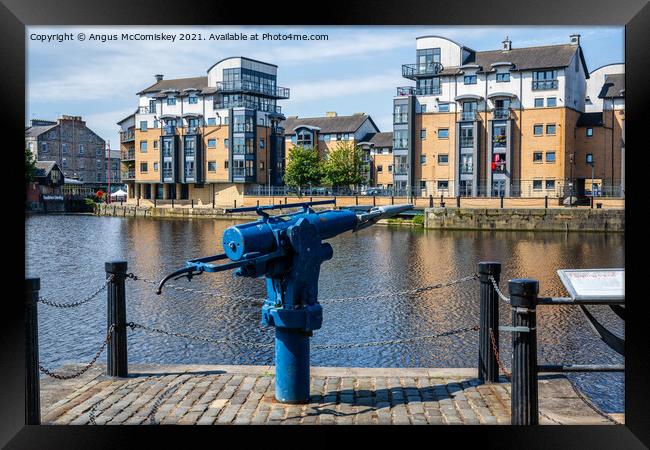 Christian Salvesen harpoon gun in Leith, Edinburgh Framed Print by Angus McComiskey