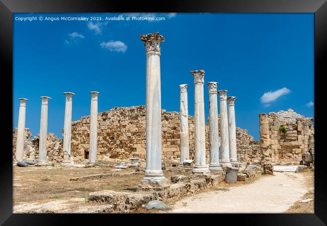 Roman columns at Salamis, Northern Cyprus Framed Print by Angus McComiskey
