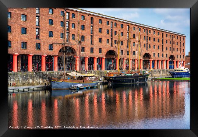 Tall ships in Royal Albert Dock, Liverpool Framed Print by Angus McComiskey