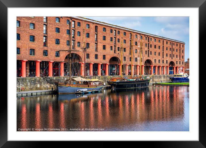 Tall ships in Royal Albert Dock, Liverpool Framed Mounted Print by Angus McComiskey