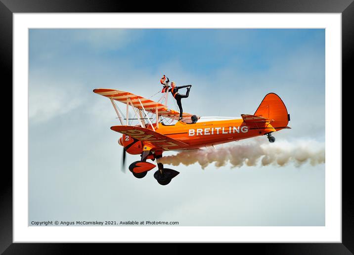 Breitling Wing walker - Boeing Stearman No.2 Framed Mounted Print by Angus McComiskey