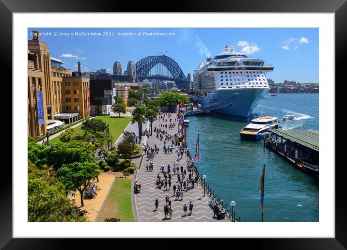 Cruise ship at Circular Quay in Sydney Harbour Framed Mounted Print by Angus McComiskey