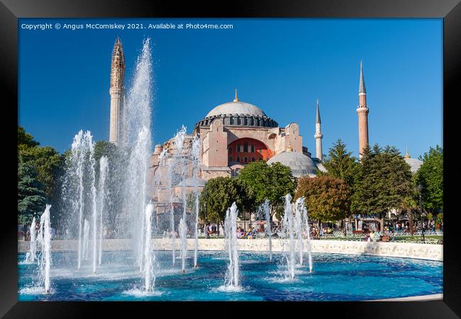 Hagia Sophia and fountain, Istanbul Framed Print by Angus McComiskey