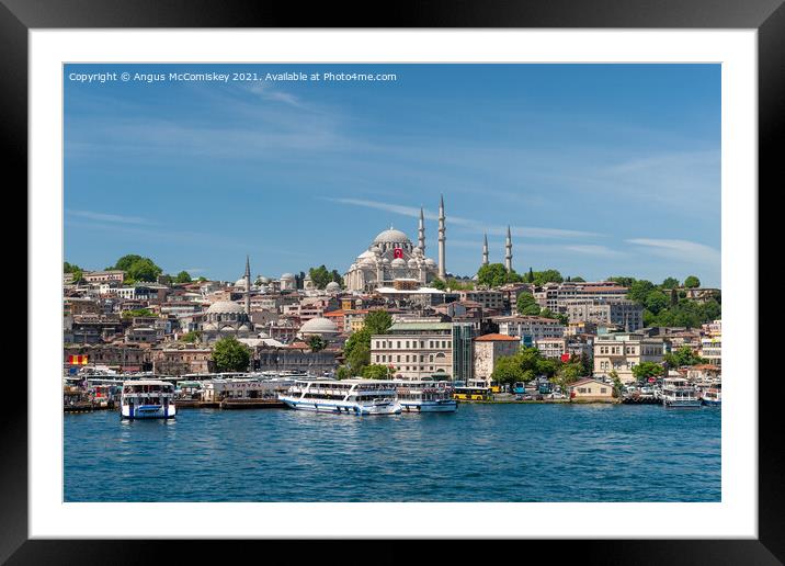 Eminonu waterfront on the Golden Horn, Istanbul Framed Mounted Print by Angus McComiskey
