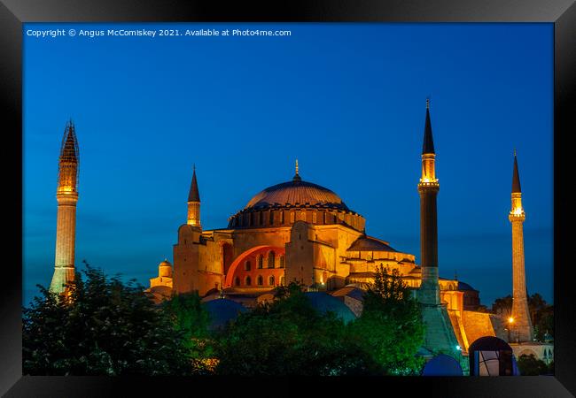 Hagia Sophia at dusk Framed Print by Angus McComiskey
