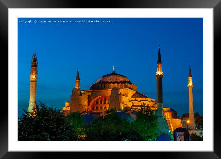 Hagia Sophia at dusk Framed Mounted Print by Angus McComiskey