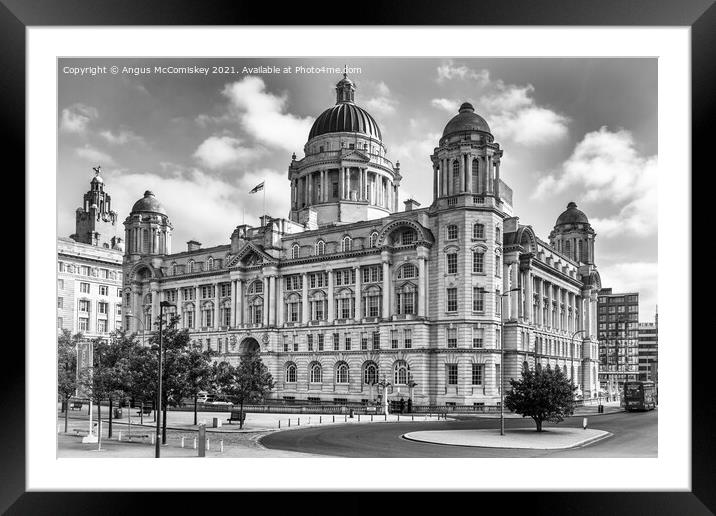 Port of Liverpool Building mono Framed Mounted Print by Angus McComiskey