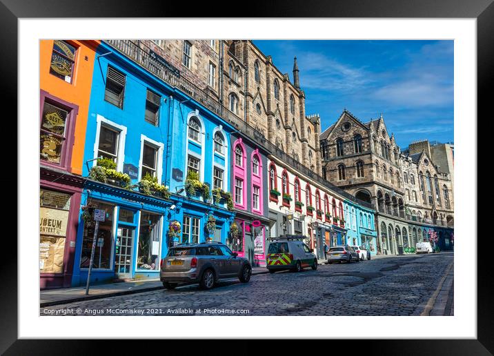 Colourful shopfronts on Victoria Street, Edinburgh Framed Mounted Print by Angus McComiskey