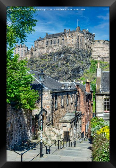 The Vennel and Edinburgh Castle Framed Print by Angus McComiskey