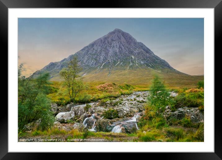 Buachaille Etive Mor at Glencoe in Scotland Framed Mounted Print by Alan Crawford