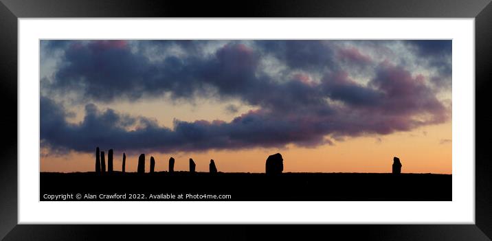 Sunset at the Ring of Brodgar, Orkney Islands Framed Mounted Print by Alan Crawford