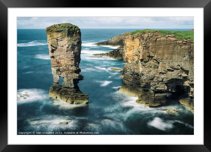 Yesnaby Castle Sea Stack, Orkney Isles Framed Mounted Print by Alan Crawford