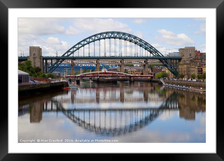Tyne Bridge Reflection Framed Mounted Print by Alan Crawford