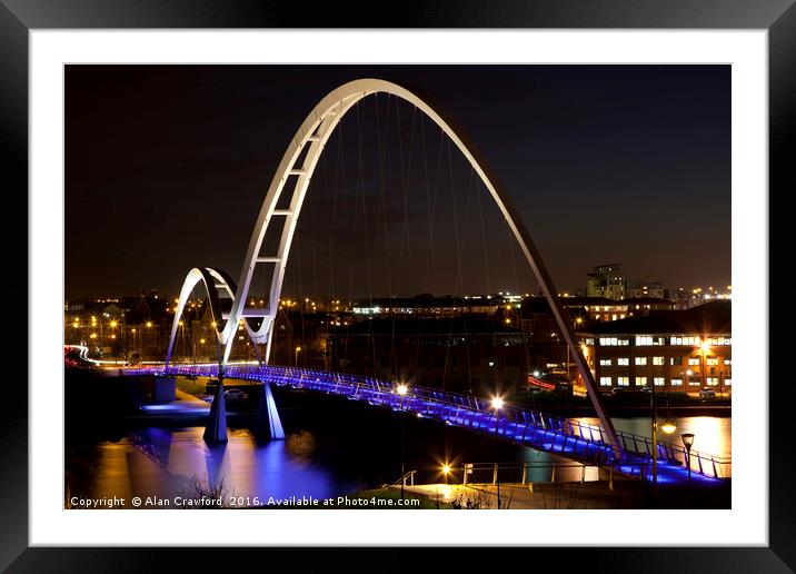 Night View of the Infinity Bridge, Stockton-on-Tee Framed Mounted Print by Alan Crawford