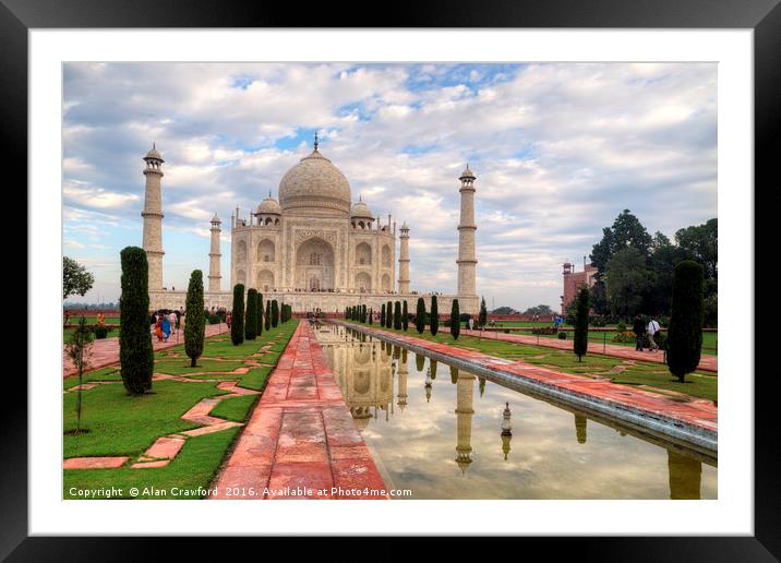 The Taj Mahal in early morning light Framed Mounted Print by Alan Crawford
