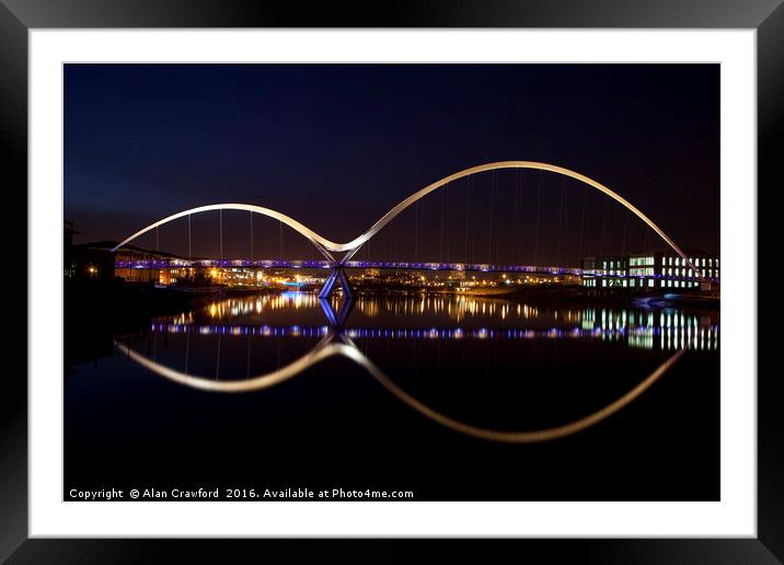Night View of the Infinity Bridge, Stockton-on-Tee Framed Mounted Print by Alan Crawford