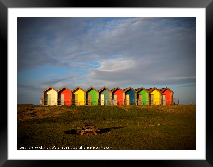 Beach Huts Framed Mounted Print by Alan Crawford