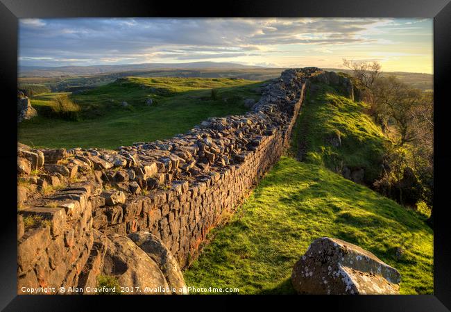 Evening Light on Hadrian's Wall Framed Print by Alan Crawford