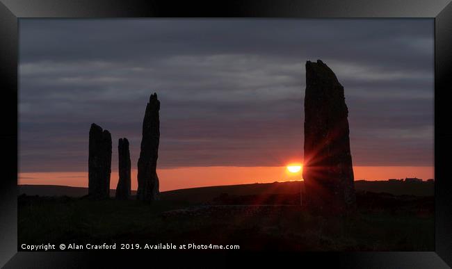 Sunset at the Ring of Brodgar Framed Print by Alan Crawford