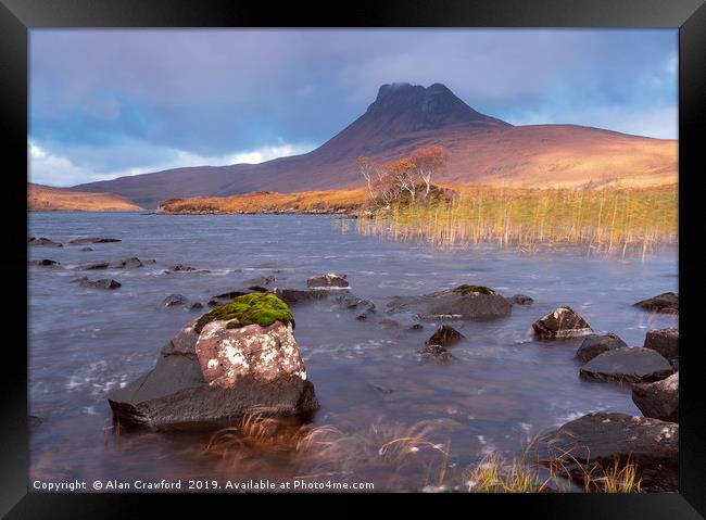 Morning Light on Stac Pollaidh, Scotland Framed Print by Alan Crawford