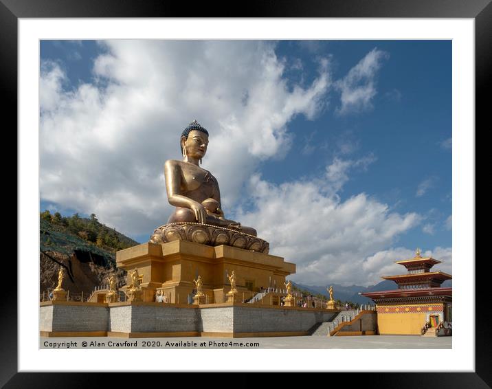 Buddha Dordenma statue, Bhutan Framed Mounted Print by Alan Crawford
