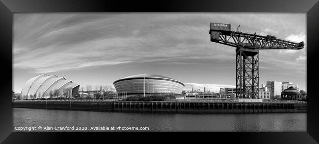 Glasgow Waterfront Panorama Framed Print by Alan Crawford