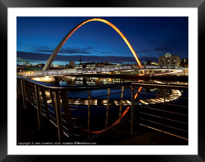 Gateshead Millennium Bridge, Newcastle Framed Mounted Print by Alan Crawford