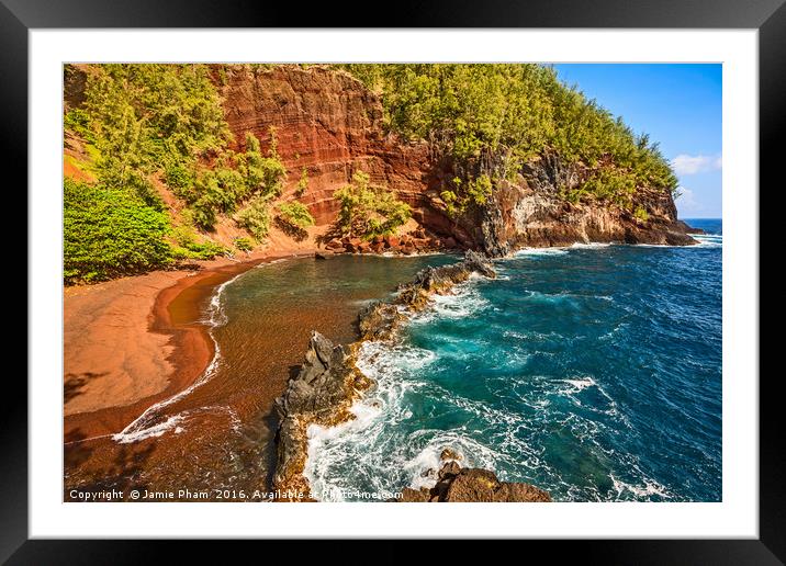 The exotic and stunning Red Sand Beach on Maui Framed Mounted Print by Jamie Pham