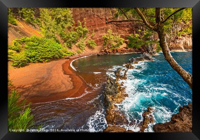 The exotic and stunning Red Sand Beach on Maui Framed Print by Jamie Pham
