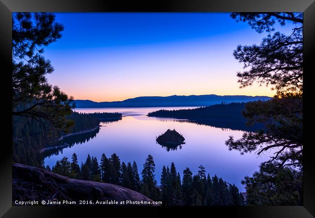 Stunning Emerald Bay sunrise in Lake Tahoe. Framed Print by Jamie Pham