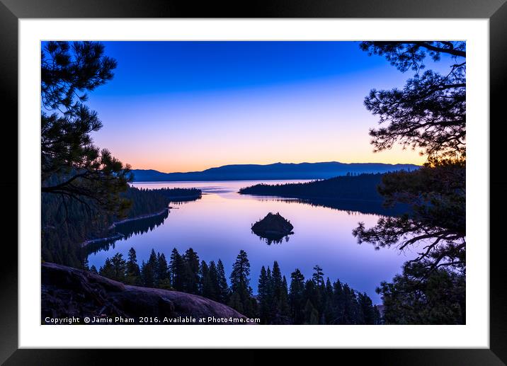 Stunning Emerald Bay sunrise in Lake Tahoe. Framed Mounted Print by Jamie Pham