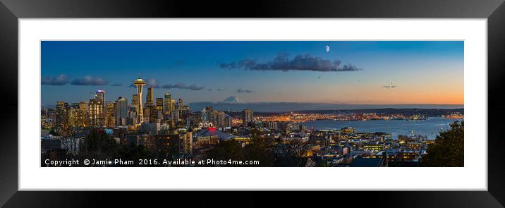 Seattle Skyline Panorama Framed Mounted Print by Jamie Pham