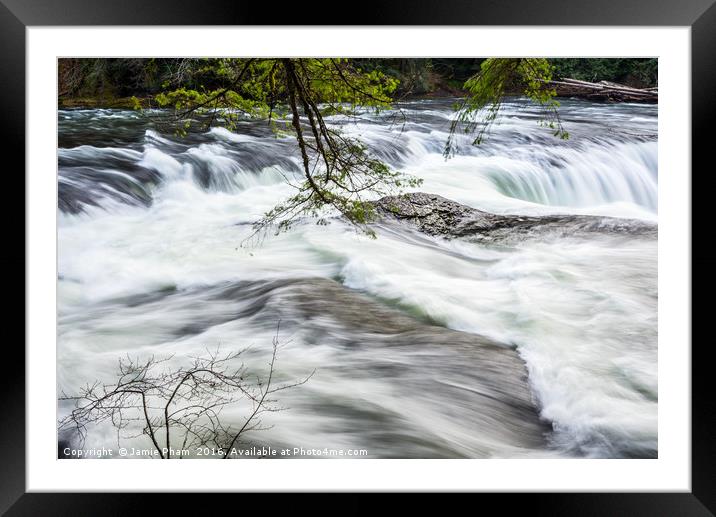 Lower Lewis River Falls in Washington State. Framed Mounted Print by Jamie Pham