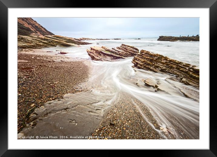 The jagged rocks and cliffs of Montana de Oro Stat Framed Mounted Print by Jamie Pham