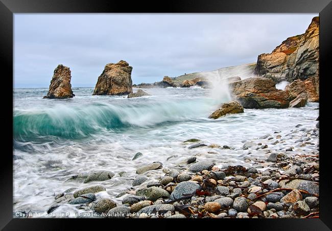 View of crashing waves from Soberanes Point in Gar Framed Print by Jamie Pham