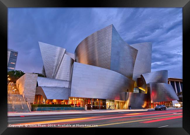 Sunset at the Walt Disney Concert Hall in Downtown Framed Print by Jamie Pham