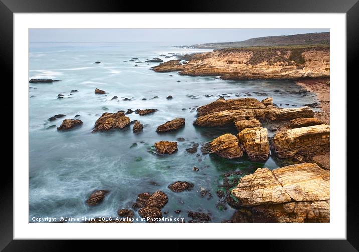 The jagged rocks and cliffs of Montana de Oro Stat Framed Mounted Print by Jamie Pham