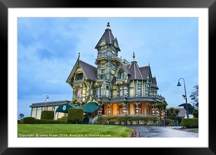 Victorian Architecture of the Carson Mansion. Framed Mounted Print by Jamie Pham