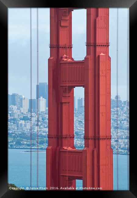 The world famous Golden Gate Bridge in San Francis Framed Print by Jamie Pham